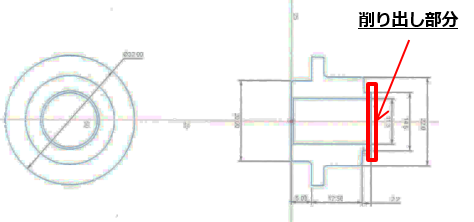 中ツバ形状品のコストダウン